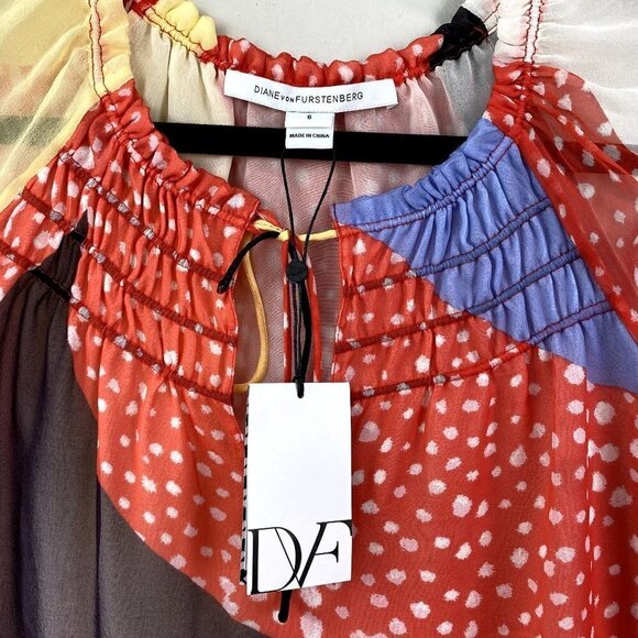 Diane von Furstenberg Parry Top Silk NWT 6 - Picture 2 of 10
